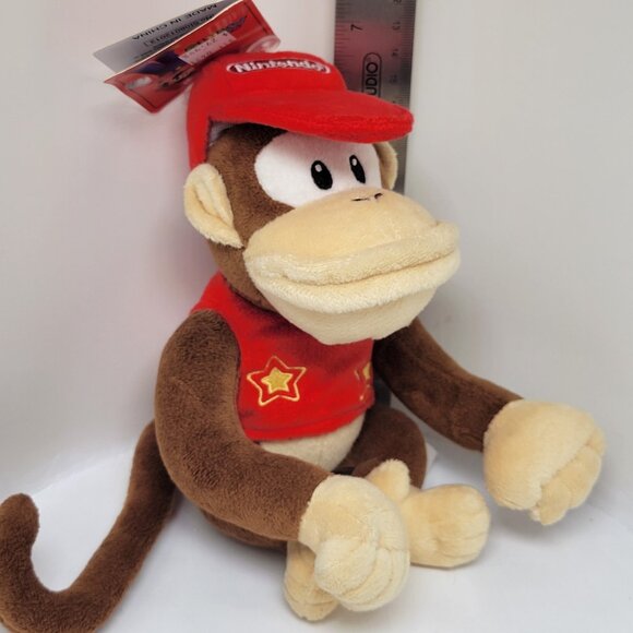 New Diddy Kong SUPER MARIO BROS. 7 inch Sit Plush Official San-Ei 1587 Plushie - Picture 13 of 15